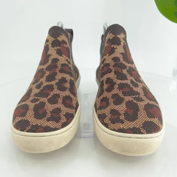 Rothys Womens Chelsea Shoe Size 7 Knit Pull On Sneaker Boot Wildcat Leopard
